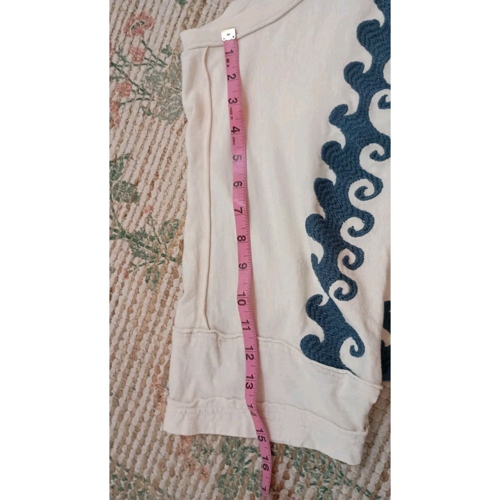 Free People We The Free Chill Vibes Tee XS Oversized Wave Embroidered Cotton - Picture 14 of 14